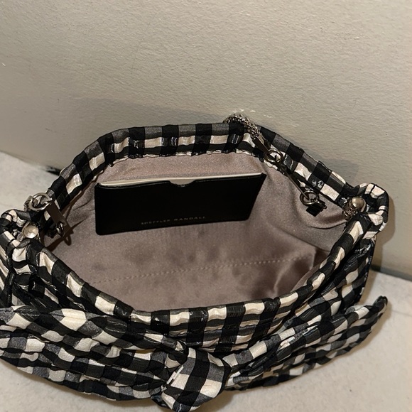 Loeffler Randall Silk Bag Chain Strap Plaid Check Clutch with Bow - Picture 11 of 16